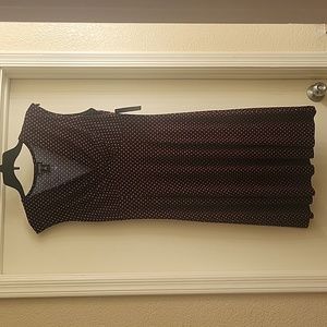 EnFocus Navy Coral Pink Dot Swing Sleeveless Dress Size 10 NWT